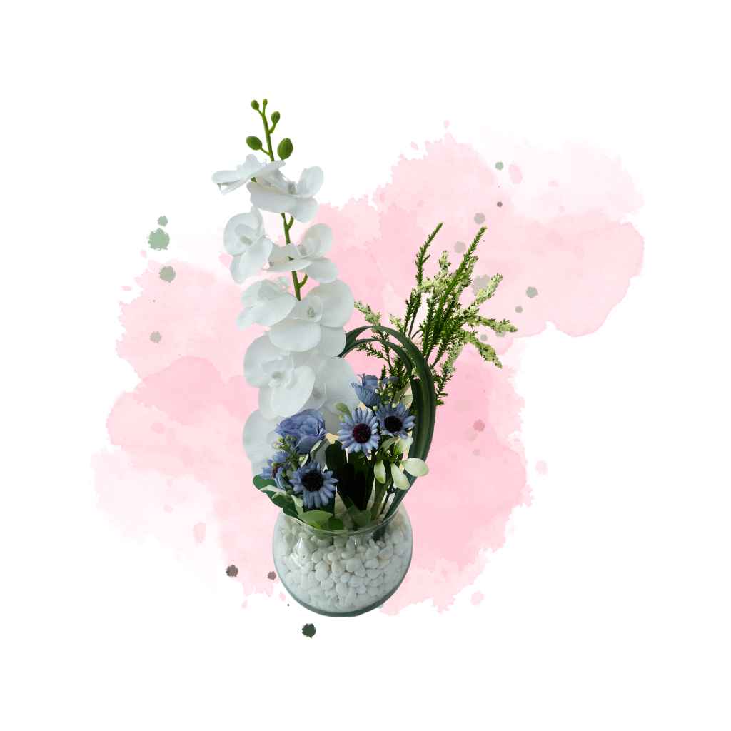 Eizu Artificial Flowers in Glass Bowl