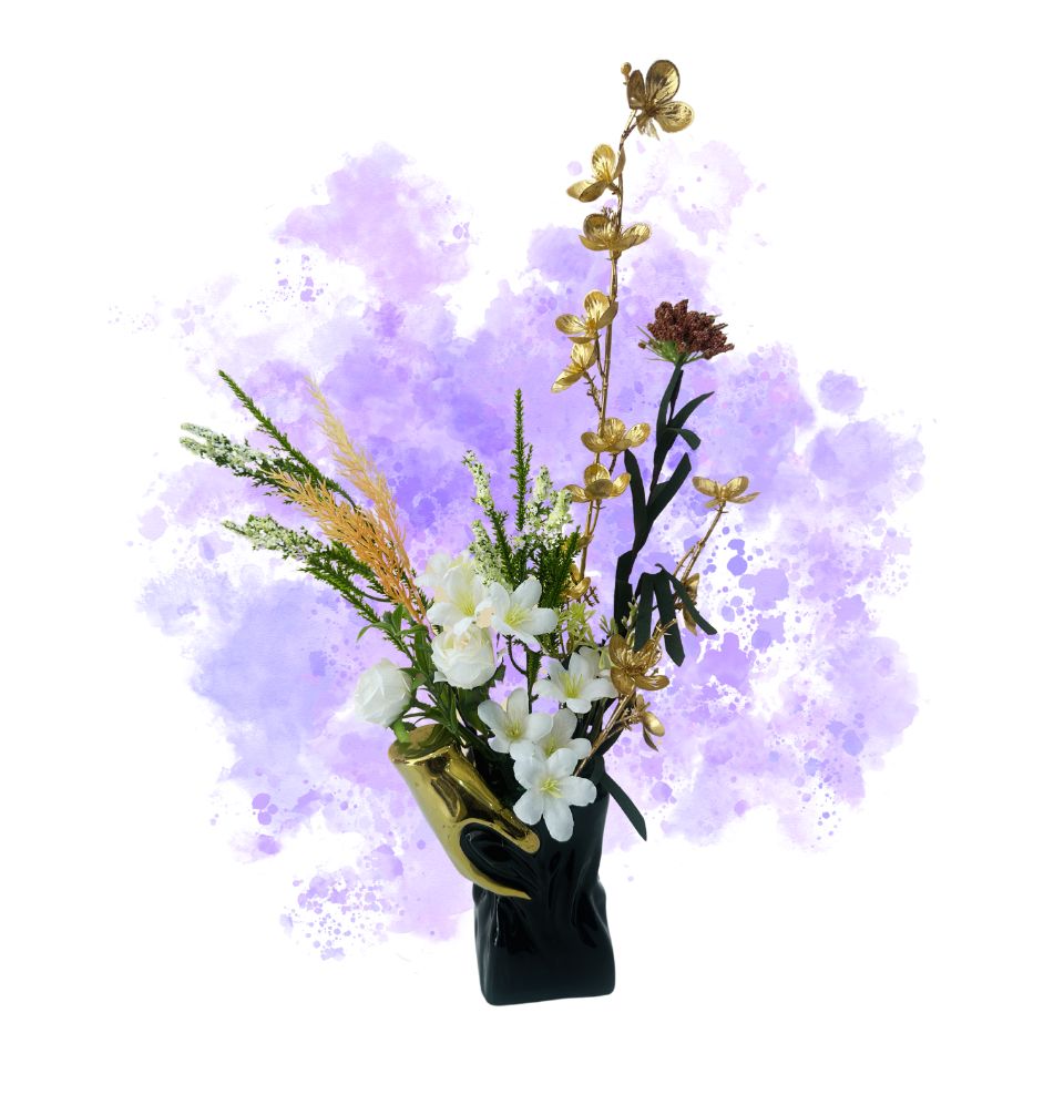 Eizu Artificial Flowers In Hand Shaped Vase